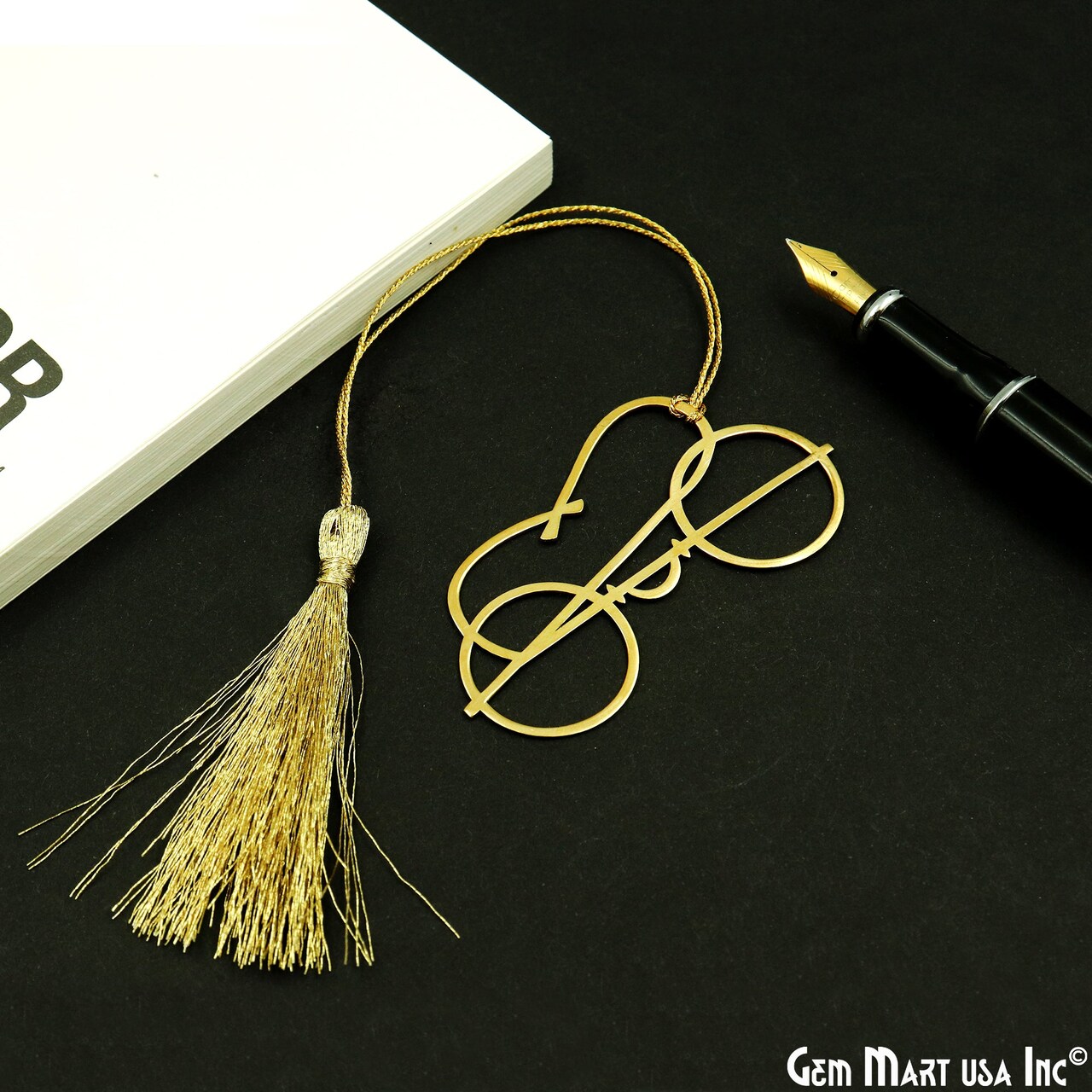 Metal Bookmark, Gold Plated Brass Bookmark, Bookmark with Tassel, Handcrafted, 1 pc, GemMartUSA (BOOK)